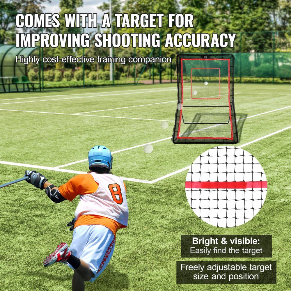 Hinterhof-Lacrosse-Rebounder, 1,5 x 2,1 m, Volleyball-Rebound-Netz, Pitchback, Throwback, Baseball, Softball, Return-Trainingsbildschirm, verstellbarer Winkel, Schießübungs-Trainingswand mit Zielscheibe