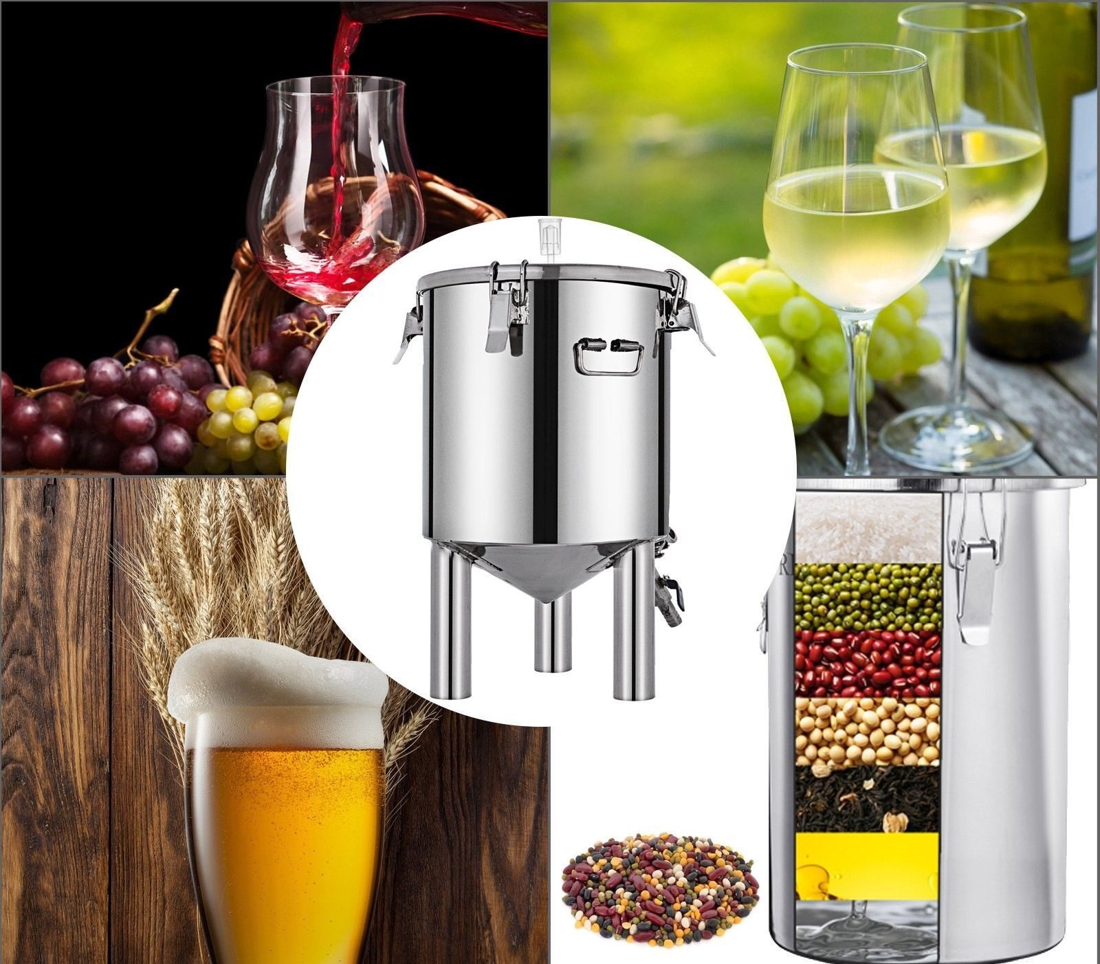 30L roestvrijstalen wijnvat 430 x 560 x 330 mm voor opslag en distributie van melk, olie, wijn, soep enz.