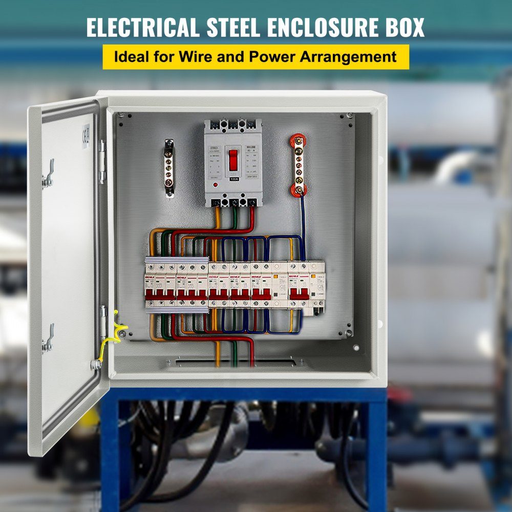 Carbon Steel Electrical Cabinet Distribution Cabinet Industrial Enclosure 60x60x20cm Switch Box IP66 & NEMA Waterproof Junction Box Electrical Box Ideal for Factories, Construction Sites, Shopping Malls etc