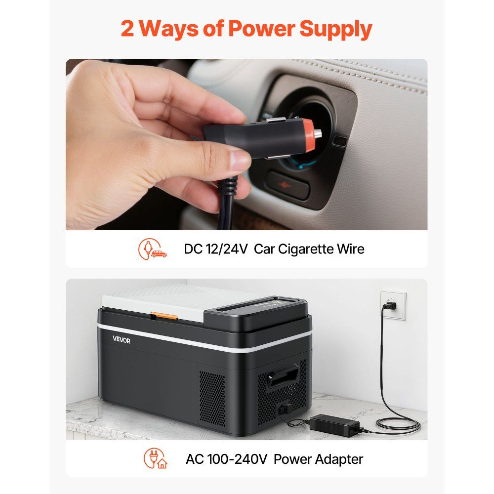 Compressor Cooler 22L 12/24V DC Electric Freezer Box with App Control, 100-240V AC Car Fridge for Camping Travel Truck Fishing 45W Thermoelectric Cooler Portable