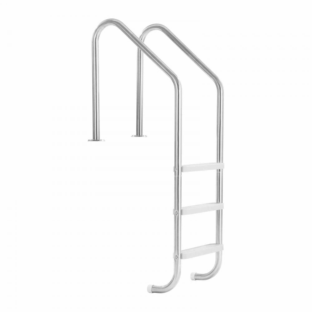 Échelle de piscine inox 120 kg, escalier 3 marches avec double main courante, marches antidérapantes, échelle de sécurité pour entrée et sortie d'env. Piscine encastrable de 122 à 137 cm, 655 x 600 x 1580 mm
