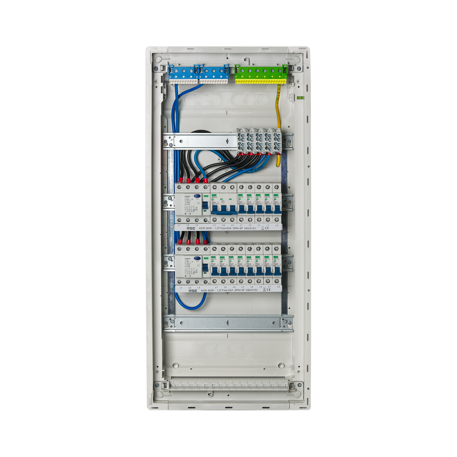 Meter cabinet, fuse box, distribution box, construction site electricity Hager sub-distribution, flush-mounted hollow wall, wired Hager VU48NC