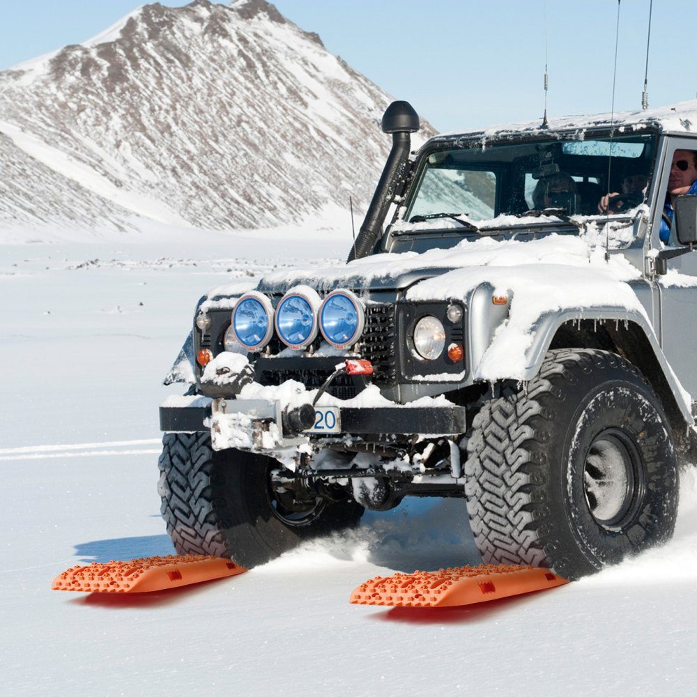 10 TON Traktionsbretter mit PP-Material, Bergungsbretter für Geländefahrzeuge/Autos/Pickups/SUVs/Wohnmobile, Paar Reifen-Traktionsmatten auf Schnee, Sand, Schlamm und losem Boden, Aufbewahrungstasche, lang, Orange