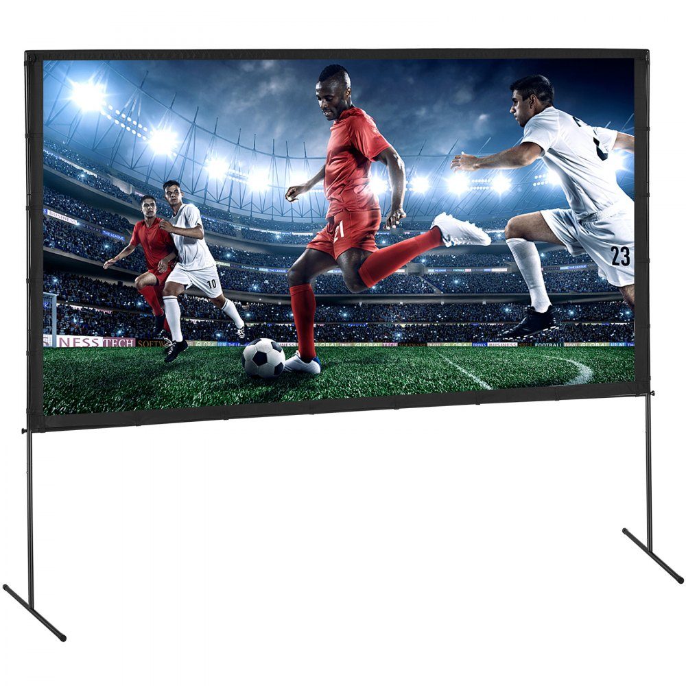 Projection Projector Screen with Stand, 120" HD 4K Outdoor Indoor Projector Screen, Quick Fold Portable Movie Screen 16:9 for Home Theater, Camping, Casual Events, etc. Black