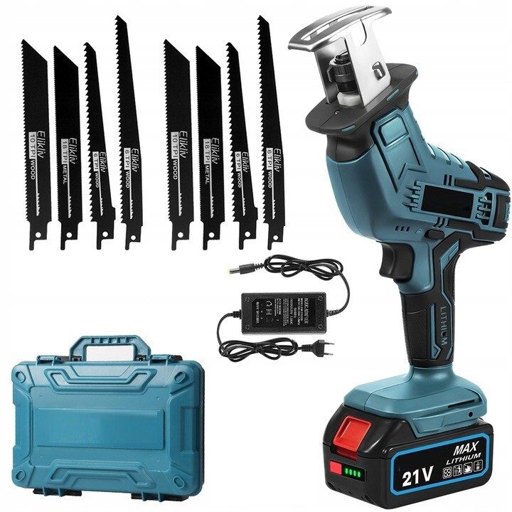 Akku-Säbelsäge, Stichsäge, 21 V, 3000 mAh, Akku-Set und Koffer
