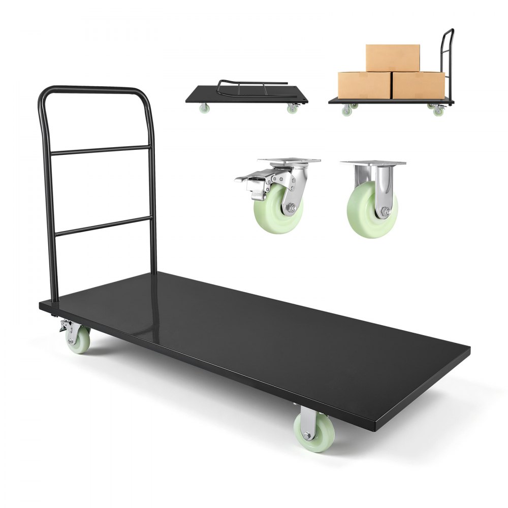 Chariot à plateforme pliable 907 kg, chariot de transport avec roues pivotantes et poignée, chariot de rangement, chariot de transport de bagages robuste, idéal pour entrepôt, atelier, usine, 1525 x 700 x 1090 mm Chariot à plateforme pliable 907 kg, chariot de transport avec roues pivotantes et poignée, chariot de rangement, chariot de transport de bagages robuste, idéal pour entrepôt, atelier, usine, 1525 x 700 x 1090 mm