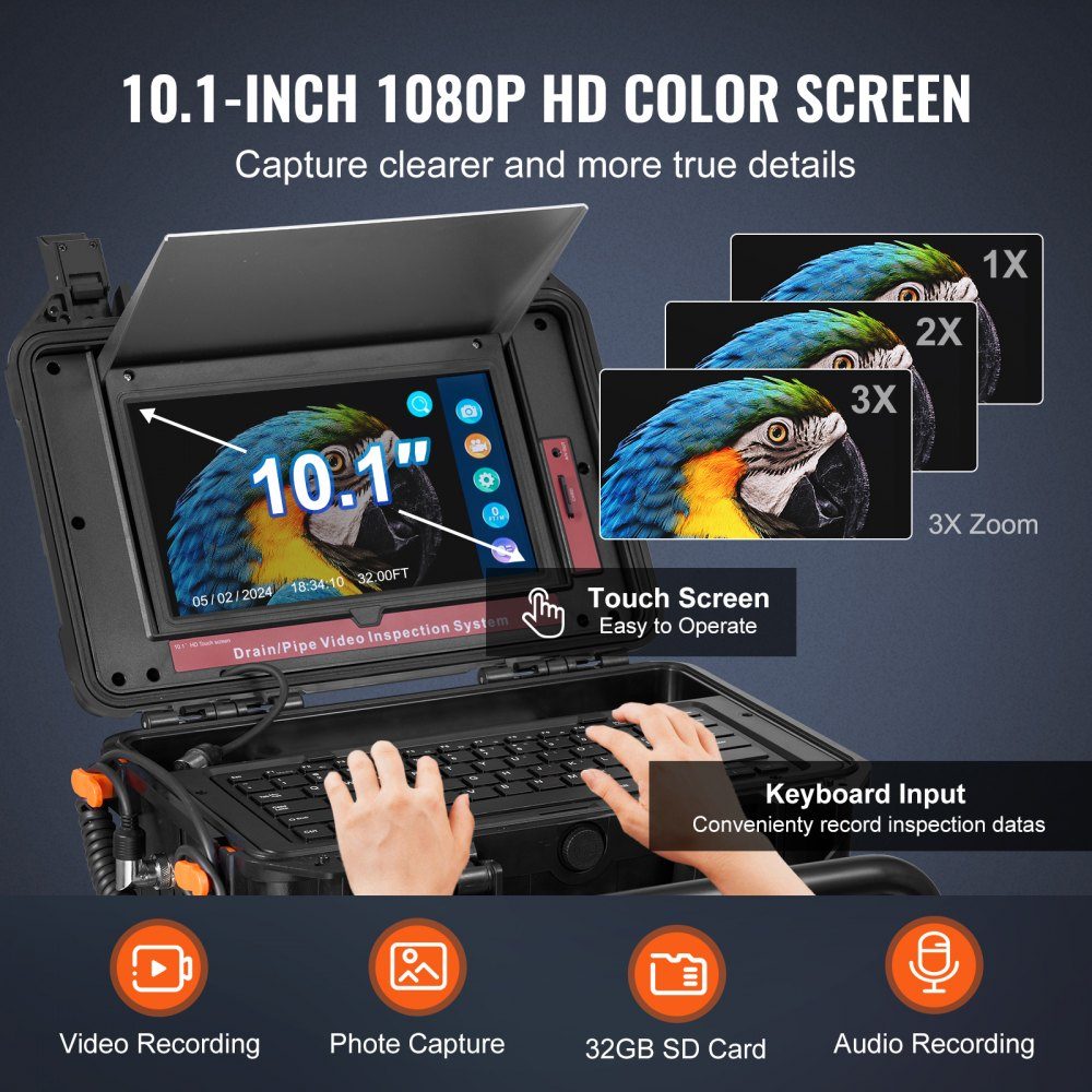 Rioolcamera 50m leidingcamera leidinginspectiecamera met 25,7cm touchscreen