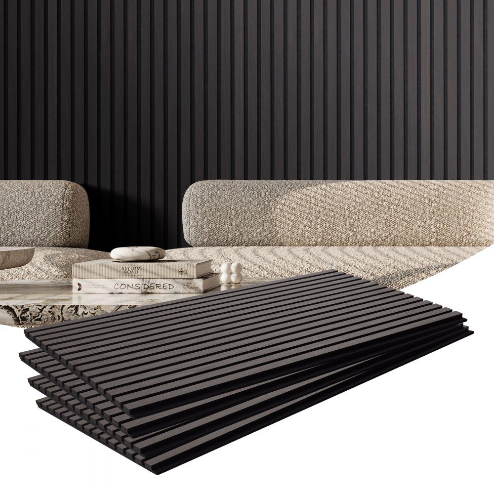 Akoestische panelen 1200x600x21mm MDF Accent houten wandpanelen voor moderne interieur wanddecoratie Akoestische panelen Kunsthouten wandpanelen voor ruisonderdrukking Zwart eiken – Artikelnr. HT-23101
