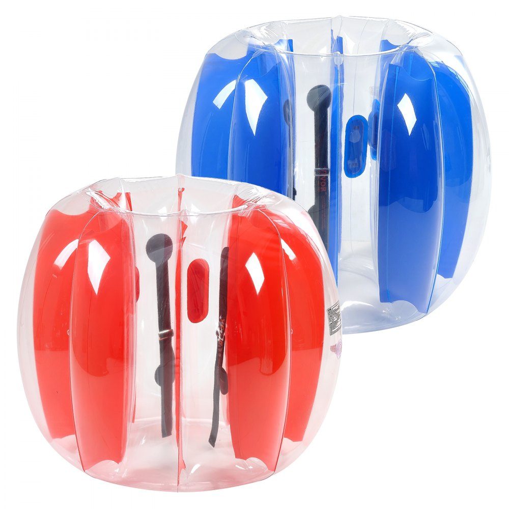 Inflatable Bumper Ball (2 Pack) 1.2m Heavy Duty 0.5mm Thick PVC Bubble Knocker Collision Ball for Outdoor Sports Team Games Park Toy (Red + Blue Stripes)