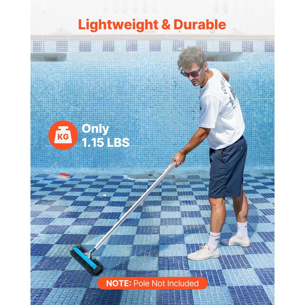 Tête de brosse de piscine, brosses à récurer (508 mm) avec poils en nylon et connecteur de tige en aluminium, tête de brosse pour nettoyer les murs de piscine creusée/hors sol (sans tige) Tête de brosse de piscine, brosses à récurer (508 mm) avec poils en nylon et connecteur de tige en aluminium, tête de brosse pour nettoyer les murs de piscine creusée/hors sol (sans tige)