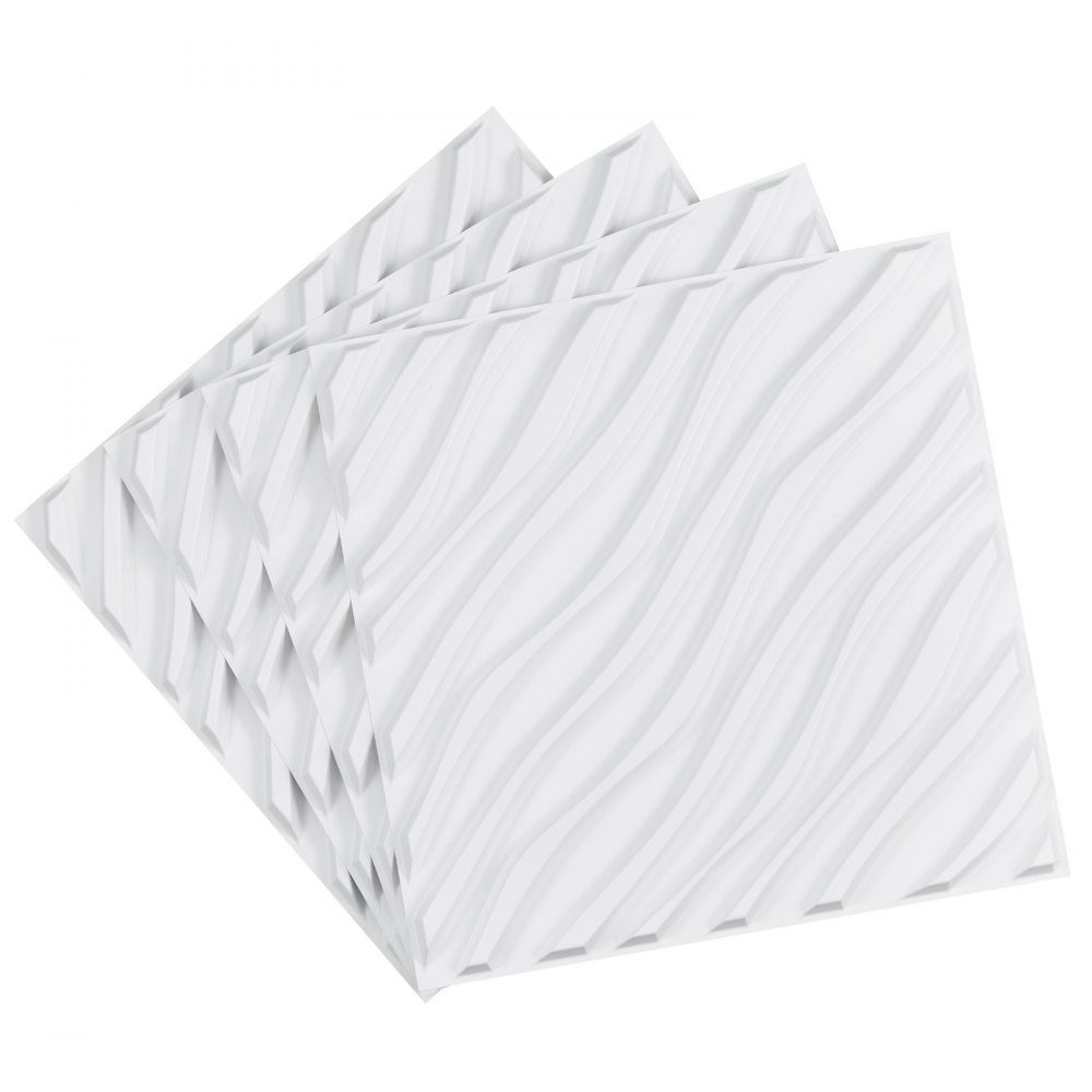 Lot de 12 panneaux muraux 3D en PVC 50 x 50 cm - Panneaux muraux minimalistes modernes - 2,97 m² - Design d'intérieur pour chambre à coucher, salon, salle de jeux - Blanc mat