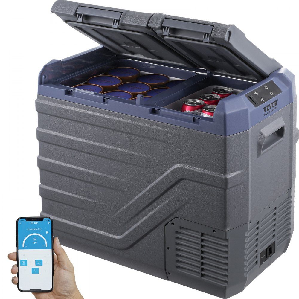 Car Fridge, 39L Portable Dual Zone Freezer, 12V Car Fridge, - 20 to 20℃ Adjustable Range, 12/24V DC and 100-240V AC Compressor Cooler for Camping, RV