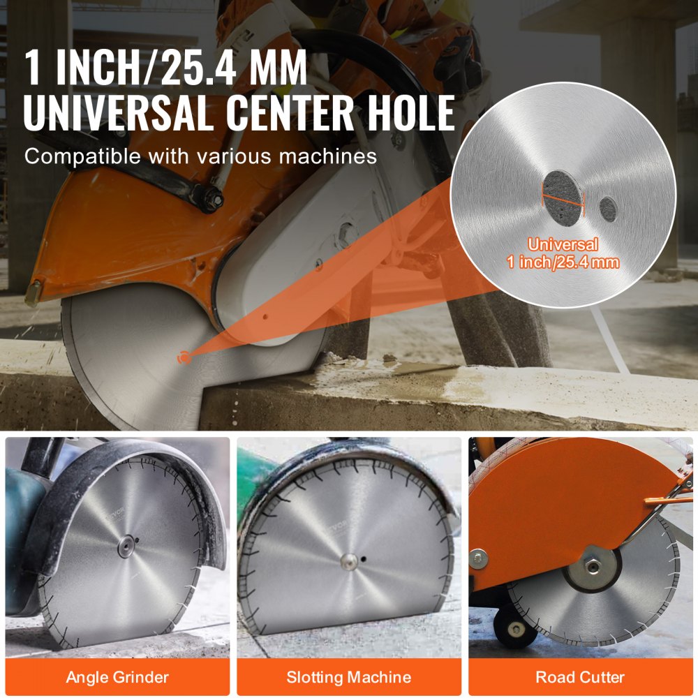 Diamantsägeblatt Betonsägeblatt 45 cm für Nass- oder Trockenarbeiten, 12 mm Diamant-Segmentsägeblatt mit schrägen Zähnen, Mittellochdurchmesser 25,4 mm, für Beton, Zementplatten, Fliesen, Ziegel Diamantsägeblatt Betonsägeblatt 45 cm für Nass- oder Trockenarbeiten, 12 mm Diamant-Segmentsägeblatt mit schrägen Zähnen, Mittellochdurchmesser 25,4 mm, für Beton, Zementplatten, Fliesen, Ziegel