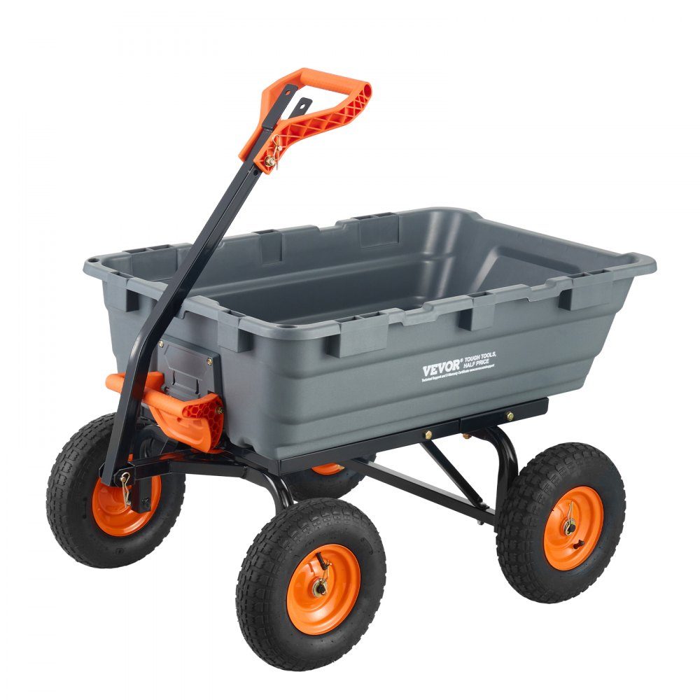 Trolley, Garden Cart with Easy to Assemble Steel Frame, Garden Cart with 2-in-1 Convertible Handle, Multi-Purpose Wheelbarrow with 680kg Load Capacity, 33cm Tires