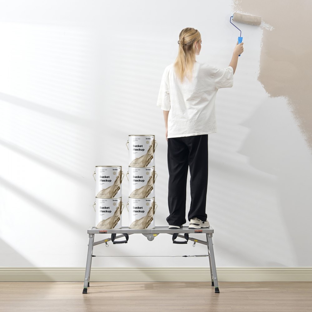 Arbeitsplattform, 500–740 mm, klappbare Trittleiter aus legiertem Stahl, tragbare Arbeitsplattform, Tragfähigkeit 180 kg, Trittbankhocker zum Malen, Trockenbau, Reinigen, Waschen Arbeitsplattform, 500–740 mm, klappbare Trittleiter aus legiertem Stahl, tragbare Arbeitsplattform, Tragfähigkeit 180 kg, Trittbankhocker zum Malen, Trockenbau, Reinigen, Waschen