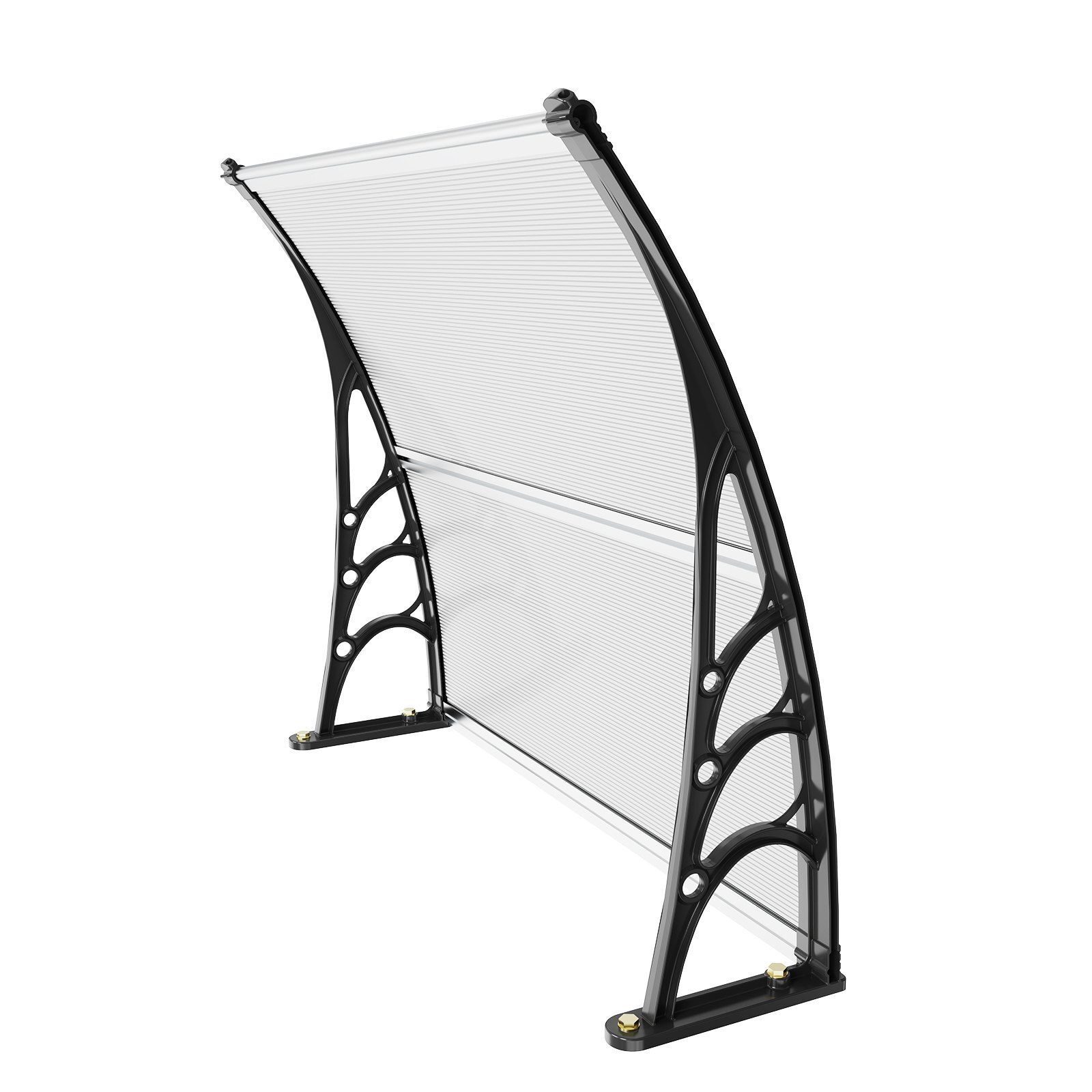 Auvent de porte d'entrée 965x1017mm UF50+ Film de protection solaire PC Auvent de porte d'entrée Plaque PC + support ABS + connecteur en aluminium Auvent de bureau résistant aux UV Auvent de porte d'entrée Auvent d'arc de bureau