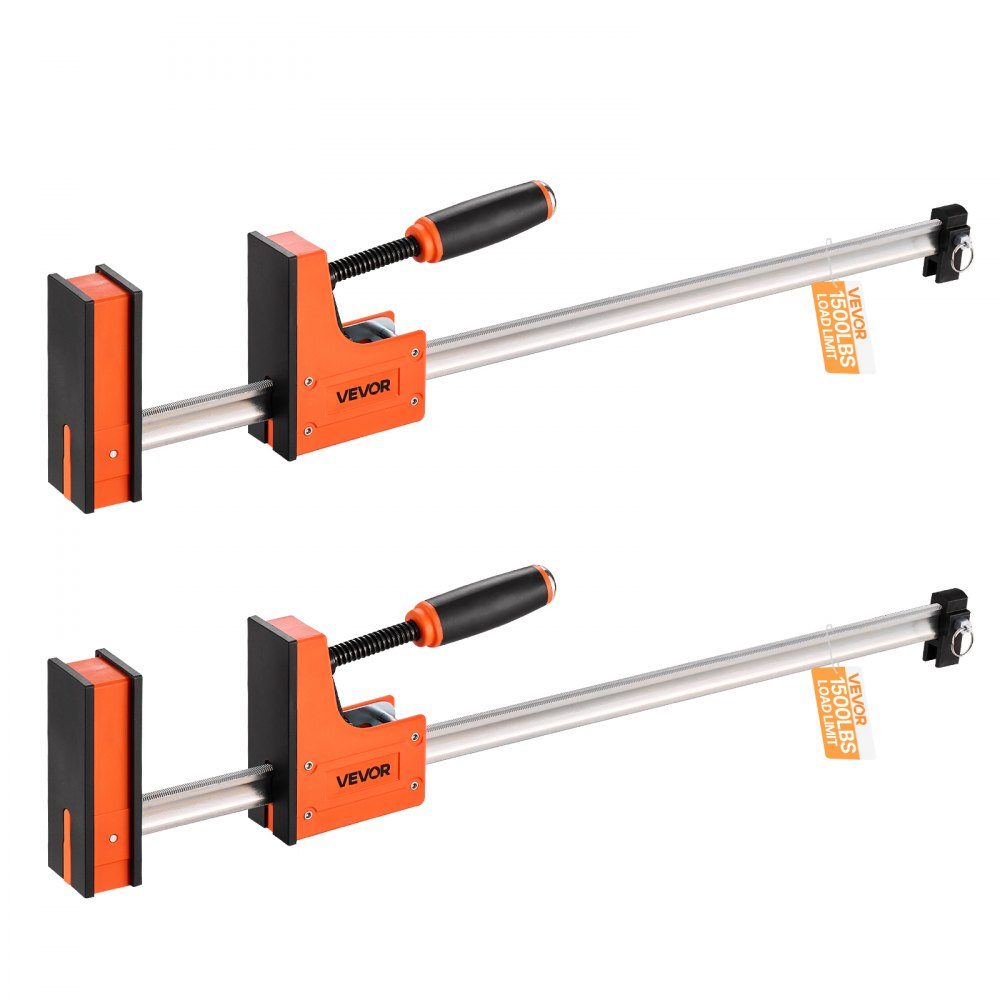 Lot de 2 colliers de serrage pour poteaux de travail du bois, jeu de pinces parallèles à ouverture de 24", pince F avec limite de charge de 1500 lb, profondeur de 3,5", plastique, acier au carbone, travail des métaux, orange