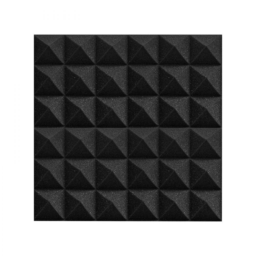 Akoestische schuimpanelen, set van 36, 300x300x50mm, piramidevormige geluiddichte wandpanelen, akoestische panelen, akoestische schuimmatten voor studiowanden en plafonds, zwart