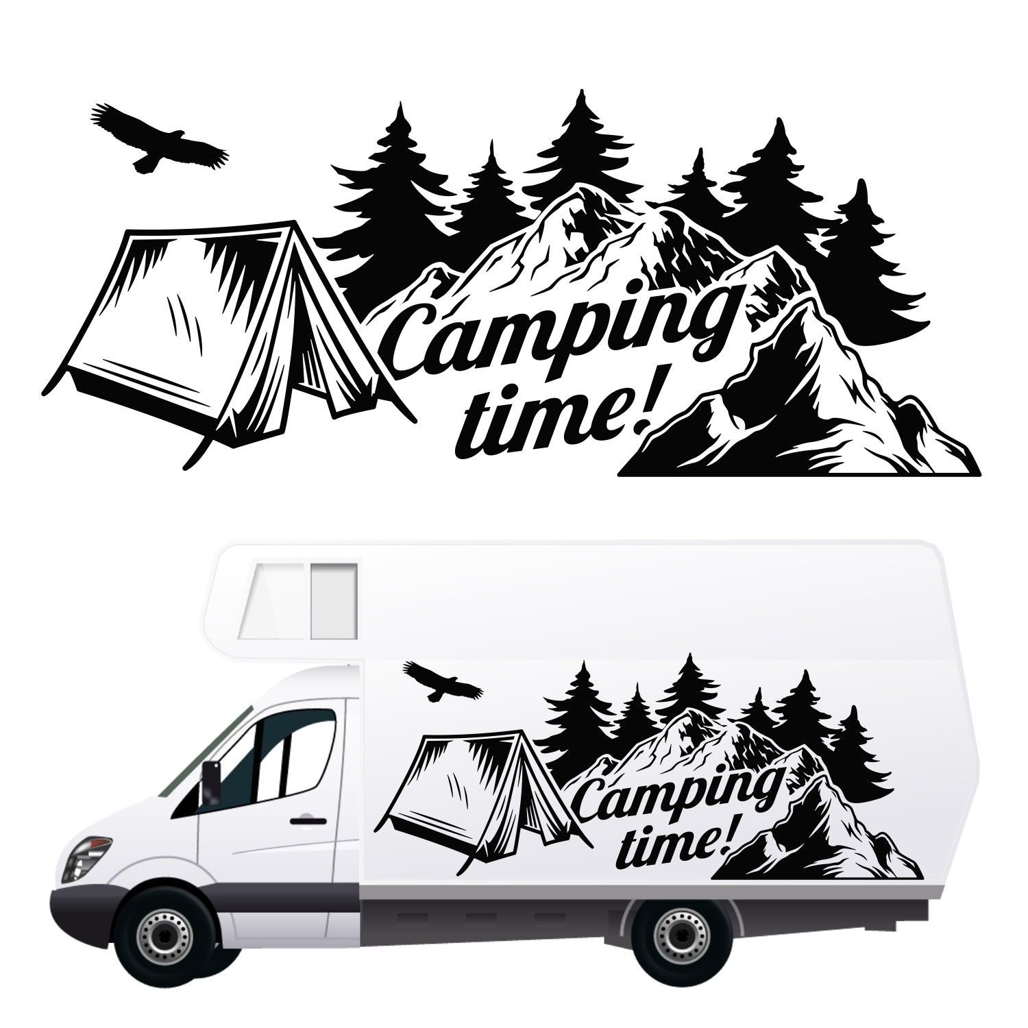 Product description: Sticker for motorhome, caravan, car - mountains (170x70 cm) motif 3