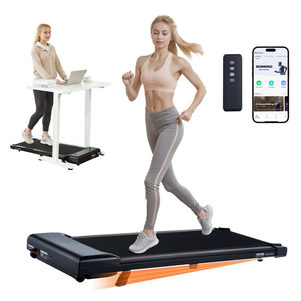 Walking Pad Laufband unter dem Schreibtisch, Laufband für die Arbeit, Arbeitslaufband mit 120 kg Tragkraft, tragbares Pad mit 2,5 PS, Fernbedienung, LED-Anzeige 1-6 km/h einstellbar