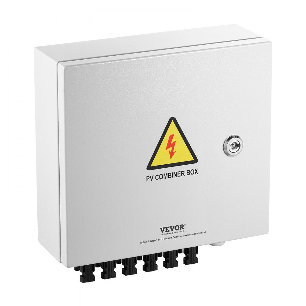 PV-opvangbox, 6 strings, zonne-opvangbox met 15-A-Nennstromsicherung, 125A stroomonderbreker, bliksemafleider en zonneconnector, stalen behuizing voor on/off grid zonnepaneelsysteem, IP65