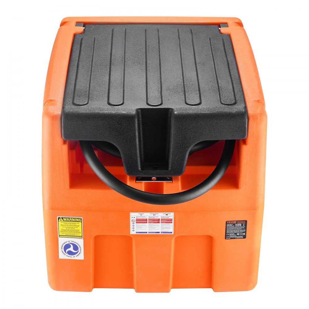 Portable diesel tank, 48 gallon capacity, 10.6 GPM pump speed, includes 12V electric pump, 13.1ft hose and automatic nozzle, orange diesel fuel tank for smooth transportation