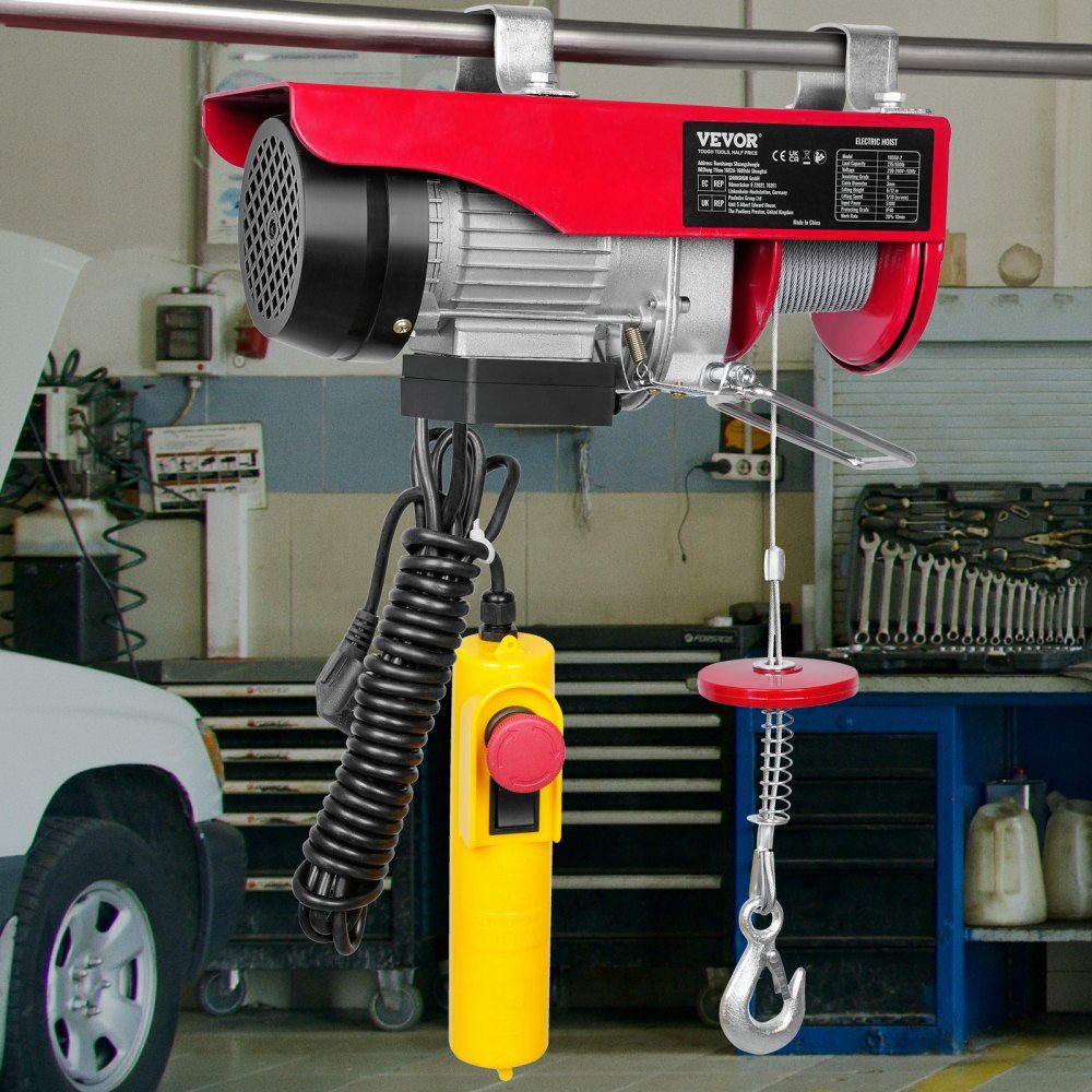 230 V elektrische Seilwinde, 125 kg bis 250 kg Hubhöhe, 12 m Seilzugmotorwinde, 510 W Motorflaschenzug, 10 m/min Hubgeschwindigkeit, Hebezeug mit kabelgebundener Fernbedienung, Seilzug, Kettenzug