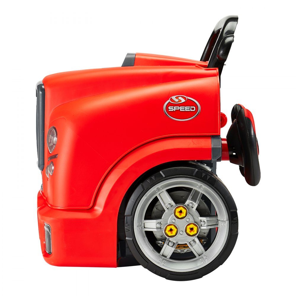 Jouet à moteur, kit de réparation de voiture de 60 pièces pour enfants avec pièces détachables, lumières et sons, volant et klaxon, kit d'atelier mécanique pour enfants pour les tout-petits à partir de 3 ans, rouge