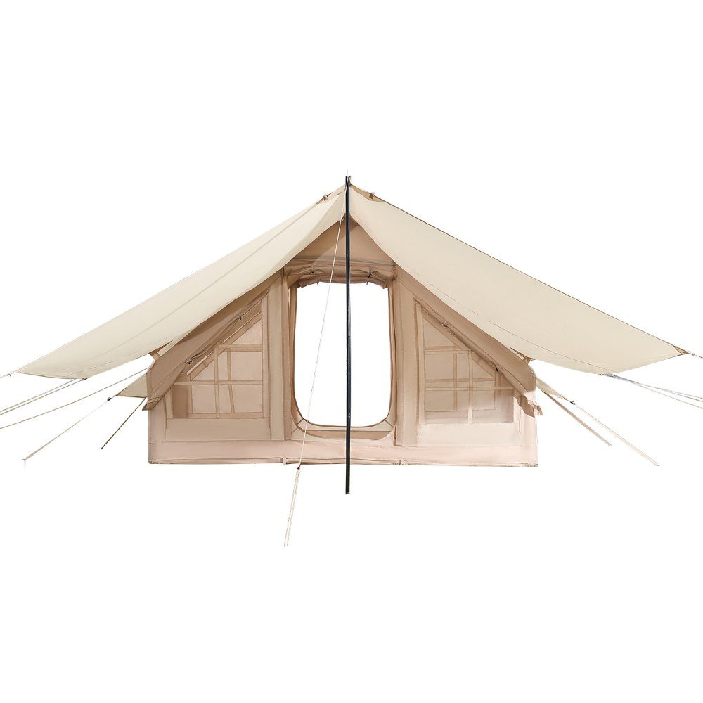 Aufblasbare Zelte für Camping, 3 x 2 x 2 m, 3–5 Personen, 300D Oxford, 4-Jahreszeiten-Glamping-Zelt mit Vordach, Handpumpe, Herdanschluss, 2 Türen und 2 Netzfenstern (Aufbewahrungstasche im Lieferumfang enthalten)