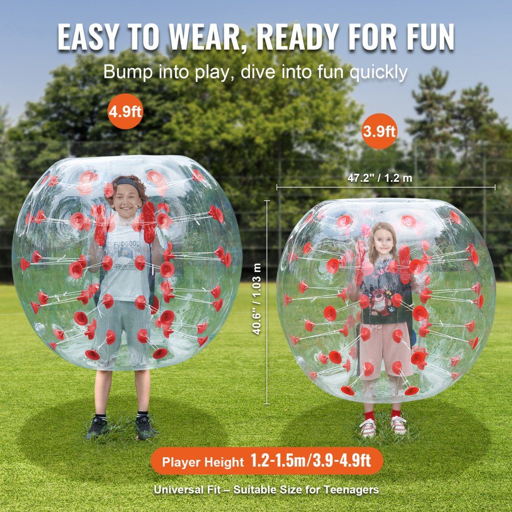 Aufblasbarer Bump-Ball, Bumper-Ball, 1 Stück, 1,2 m x 1,03 m, menschlicher Kollisionsball, PVC-Körper-Blasen-Bounce-Ball für Outdoor-Aktivitäten, transparent + rote Punkte, aufblasbarer Bumper-Ball