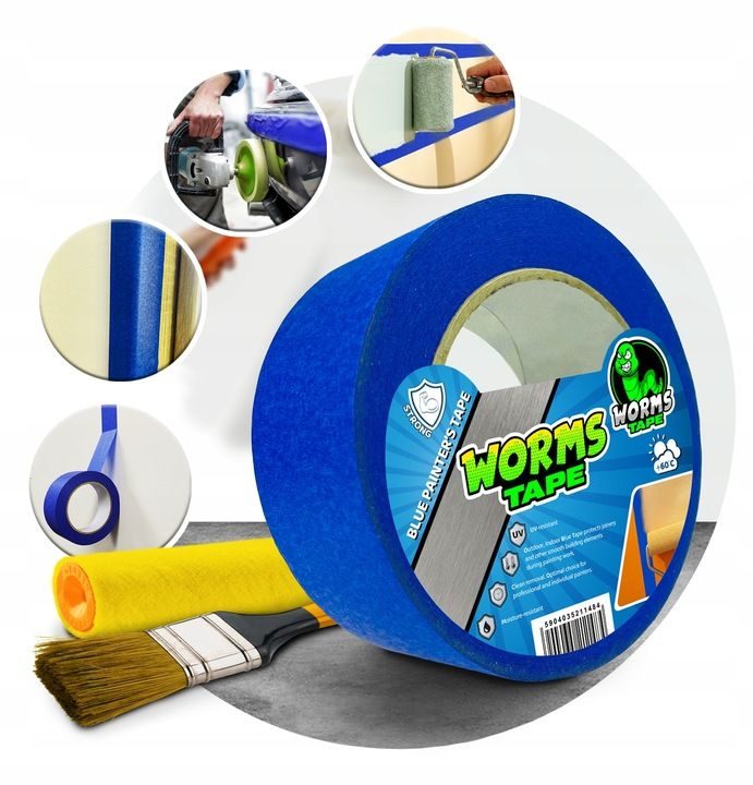 24x Premium WORMS TAPE painter's tape BLUE 38mm x 50m