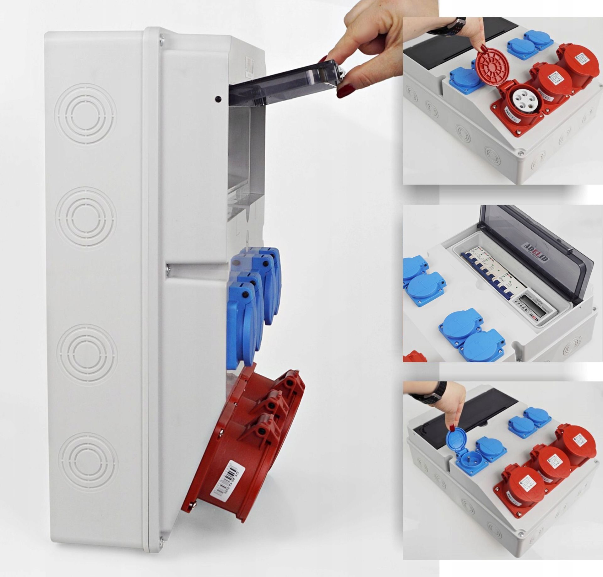 Elektrischer Wandverteiler 2x 16A / 1x 32A / 4x230V Komplettset Baustromverteiler mit digitalen Zählern
