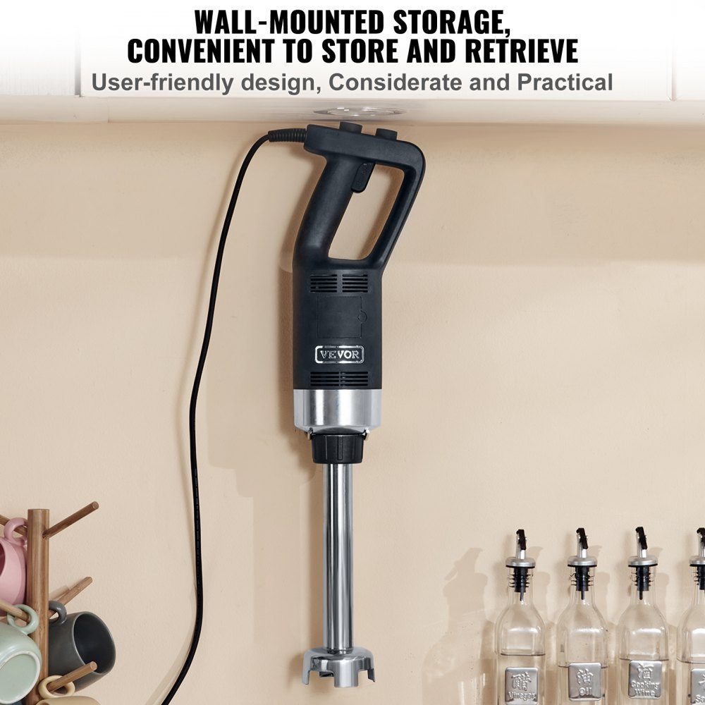 Puree Blender Electric Hand Blender 750W High Performance Hand Blender Adjustable Speeds Stainless Steel Multi-Purpose Hand Blender 660mm Removable Stirring Rod Includes Wall Hook and Replacement Blade Head
