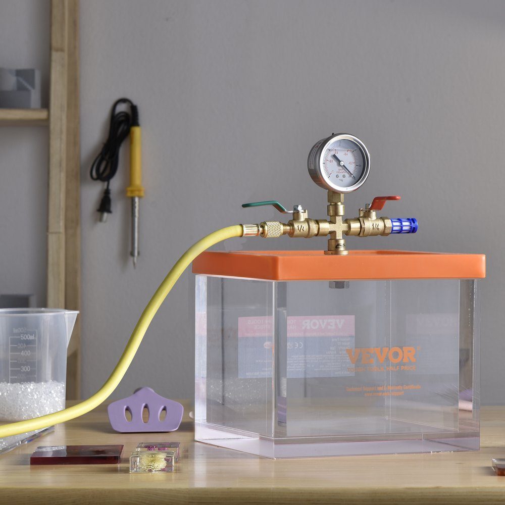 7.57L Vacuum Chamber, Improved Multi-Purpose Acrylic Vacuum Degassing Chamber, Transparent Vacuum Chamber, for Resin Degassing, Silica Gel Degassing, Gypsum Degassing and Vacuum Extraction