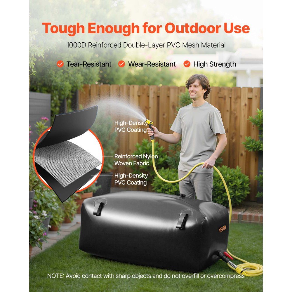 Wasserspeicherblase, 330 l Wasserbeutel mit Wasserhahn, faltbarer und tragbarer Wasserbeutel aus 1000D PVC, Wasserspeicher für Bewässerungssystem, Dürreresistenz und Katastrophen, Schwarz