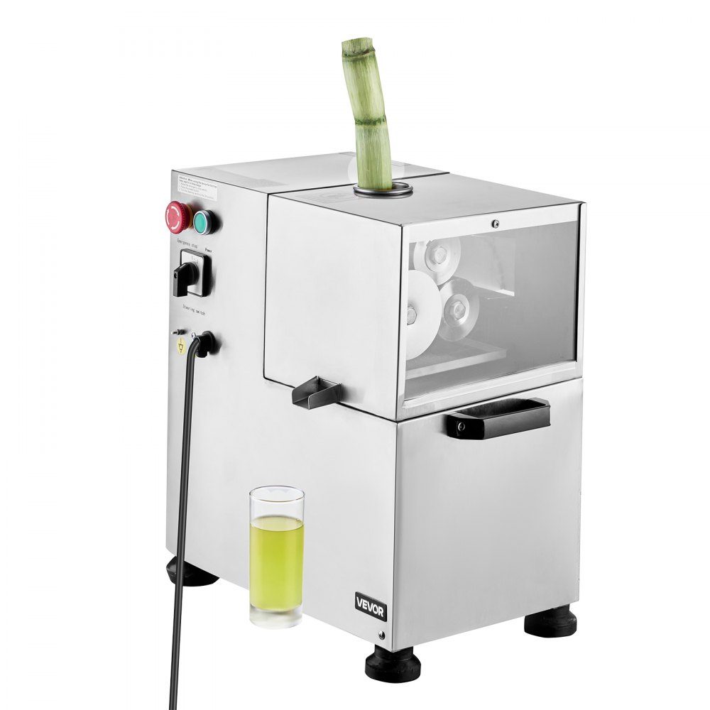 Commercial Sugarcane Juicer, 800W Electric Sugarcane Juicer with 300kg/h High Power, 4 Stainless Steel Rollers, Sugarcane Press Juicer (55x38x52cm)