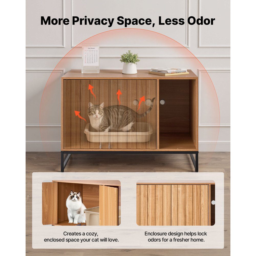 Armoire pour chat, 800x510x568 mm, toilettes pour chat avec griffoir et espace de rangement, armoire de toilette pour chat, maison pour chat, adaptée à la plupart des bacs à litière pour chat, pour chambre et salon