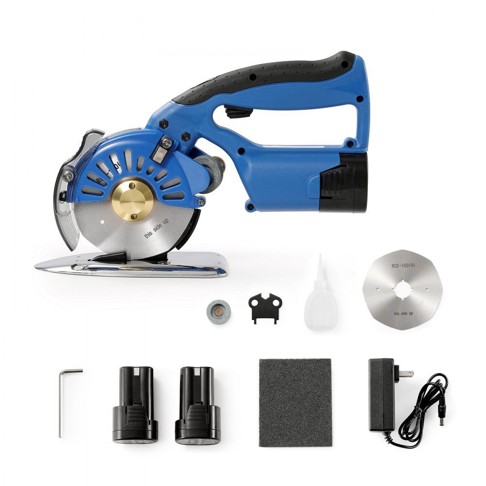 Portable Fabric Cutter 150W Electric Industrial Fabric Cutter Blade Size: 100mm Maximum Cutting Thickness: 27mm Cordless Fabric Scissors Made of Alloy Steel Ideal for Fabric, Cloth, etc
