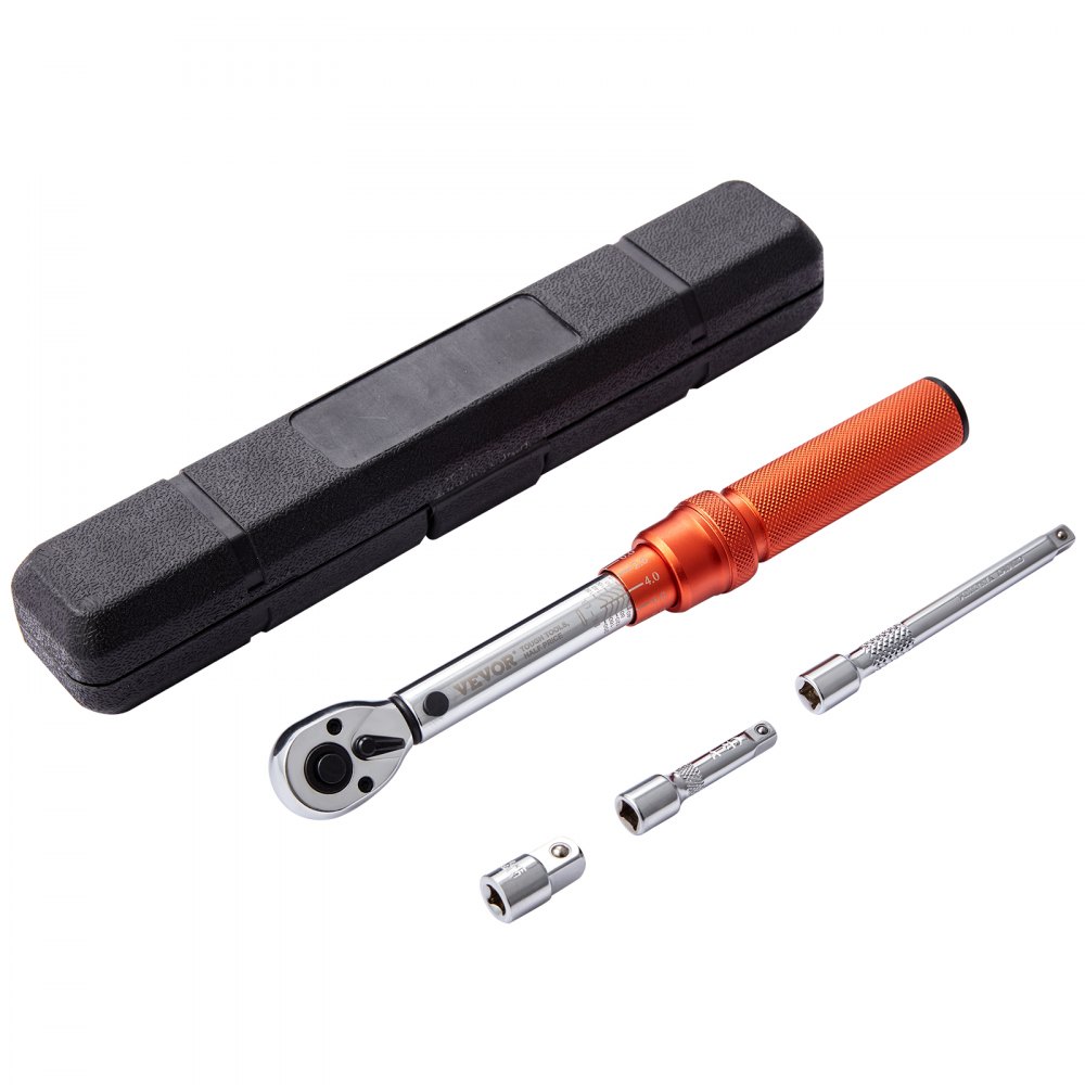 Torque wrench 6.35 mm, 2.3-23 Nm torque wrench bicycle & motorcycle set, ± 3% error accuracy 2 extension rods 127 & 76.2 mm, 12.7 mm-6.35 mm adapter, 72 teeth ratchet head adjustable Torque wrench 6.35 mm, 2.3-23 Nm torque wrench bicycle & motorcycle set, ± 3% error accuracy 2 extension rods 127 & 76.2 mm, 12.7 mm-6.35 mm adapter, 72 teeth ratchet head adjustable