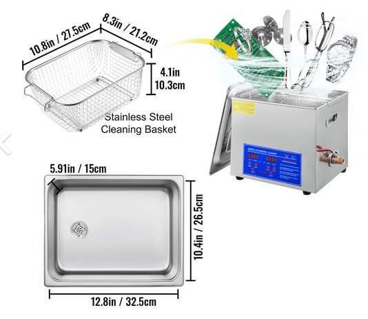 Ultraschallreiniger 10L Reiniger Ultraschall Ultraschallreiniger Ultraschallreinigungsgerät Edelstahl mit Digitalanzeige