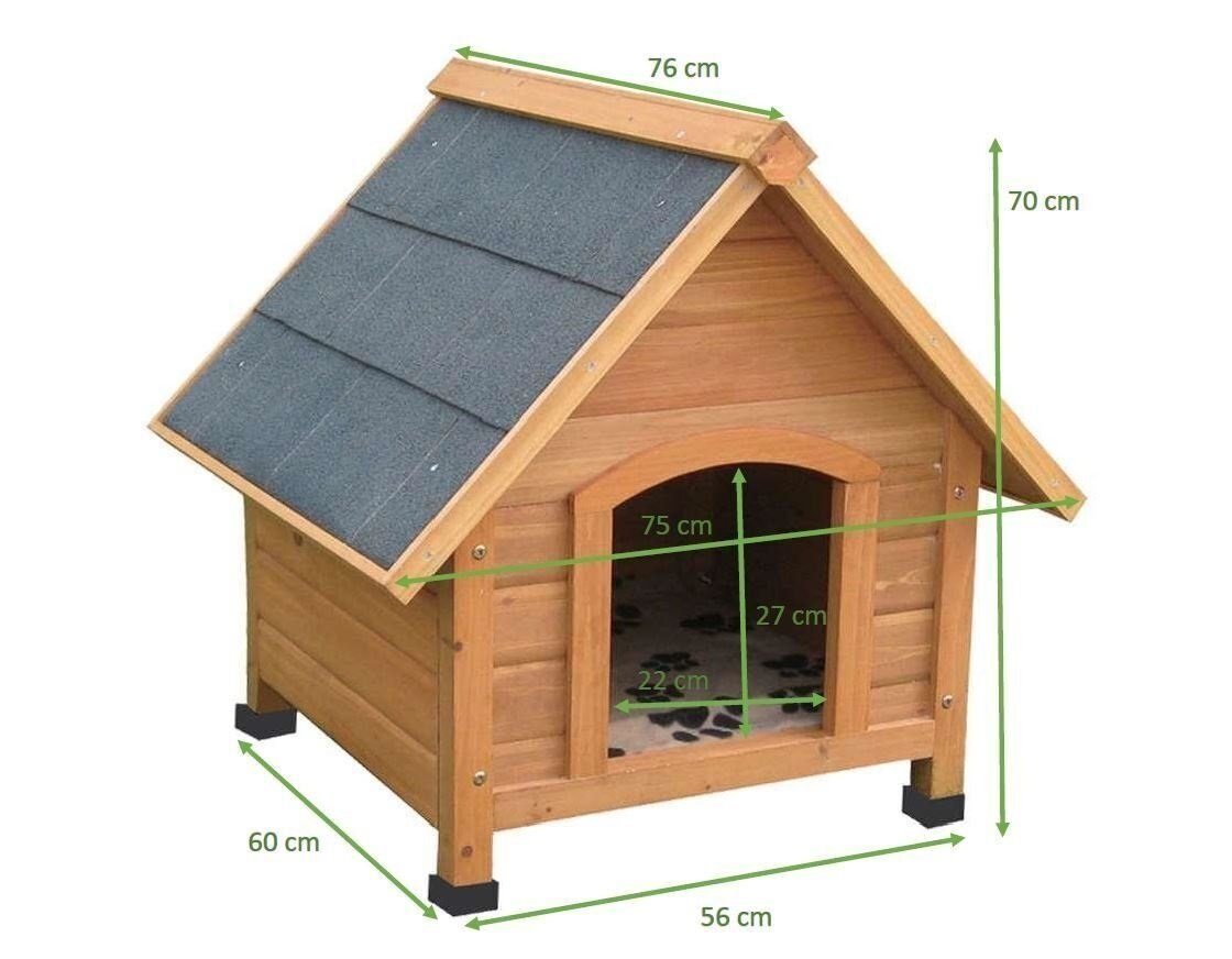 Weatherproof dog house made of solid wood 70cm high