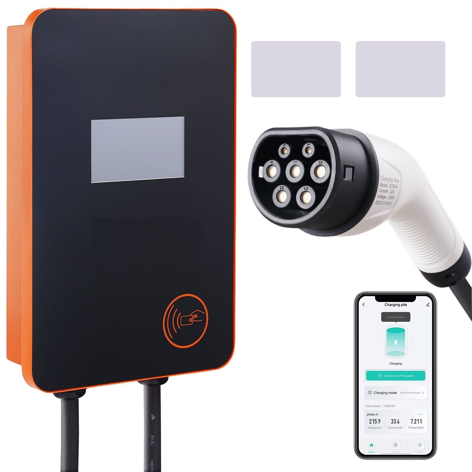 Charger Wallbox 7/11kW EV charging station Type2 32A Weatherproof charging station Mobile charging gun Intelligent detection function for electric and hybrid vehicles Charger Wallbox 7/11kW EV charging station Type2 32A Weatherproof charging station Mobile charging gun Intelligent detection function for electric and hybrid vehicles