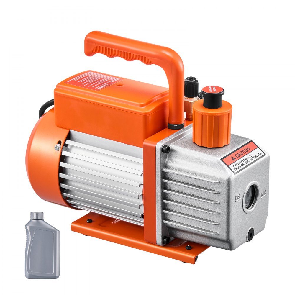 Vakuumpumpe, 4 CFM HVAC, einstufige Drehschieber-Vakuumpumpe für R134a, R22, R410a-Systeme, Auto-AC-Vakuumpumpen-Set mit Ölflasche für die Wartung von Auto-Klimaanlagen und Harzentgasung