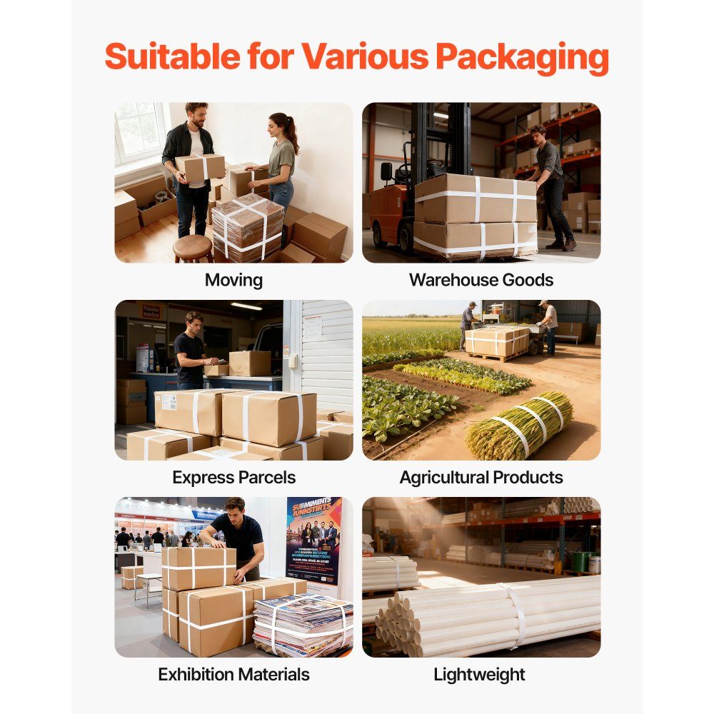 4-piece strapping set with strapping tape, manual strapping tool with 100 m PET tape, 100 metal clips & cutters, ideal workshop equipment for industrial packaging, transport & storage