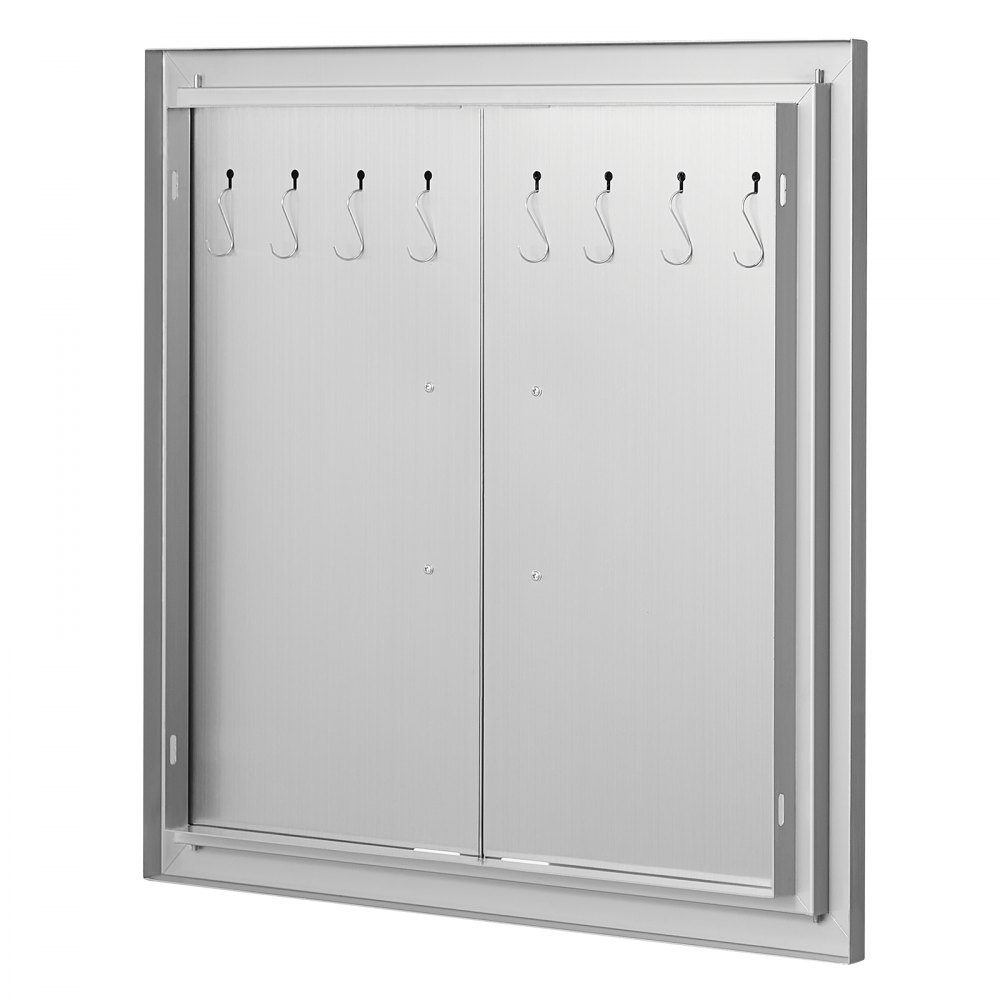 Grill-Zugangstür, 610 x 610 mm, doppelte Außenküchentür, bündig montierte Edelstahltür, doppelwandige vertikale Tür mit Griffen und Haken, für Grillinsel, Grillstation, Außenschrank
