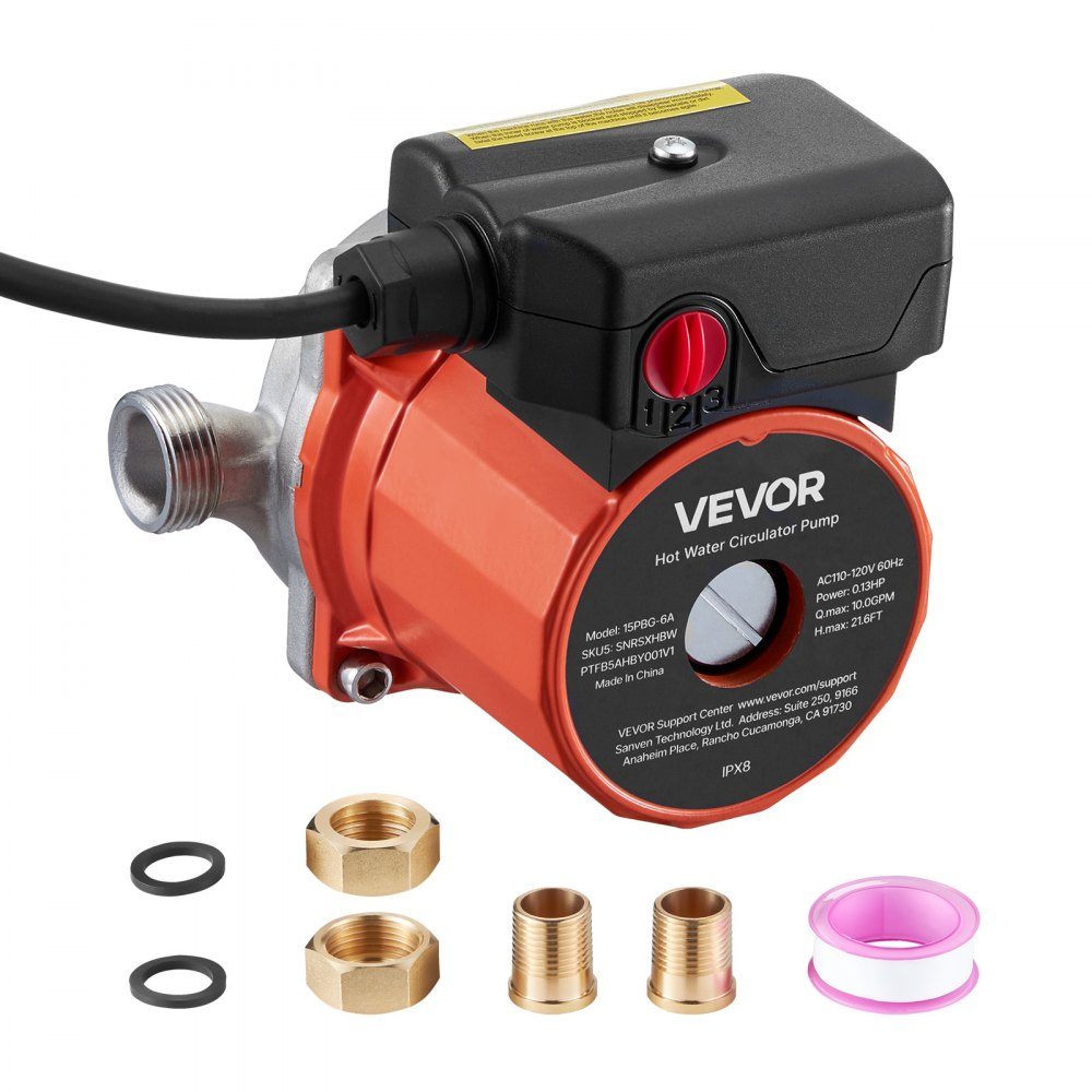 Circulation Pump 38L/min Instant Circulation Circulation Pump System 3 Speed ​​Control 100W AC 220-240V G3/4" to G1/2" Adapter Stainless Steel Head for Water Heater System
