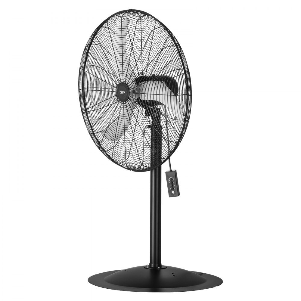 Industrial Pedestal Fan 810mm 85 Degree Oscillation Fan Height Adjustable Fans with 3 Adjustable Speeds Wind Machine for Workshop Warehouse Black