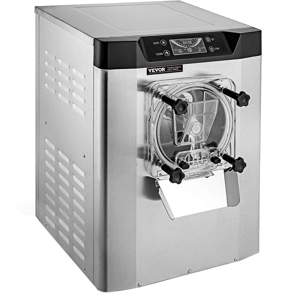 Commercial Ice Cream Machine Ice Cream Machine 16-20 L/H Ice Cream, 1400W Hard Ice Cream Machine with Smart LCD Display and Various Flavors, for Snack Bar, Restaurant Silver