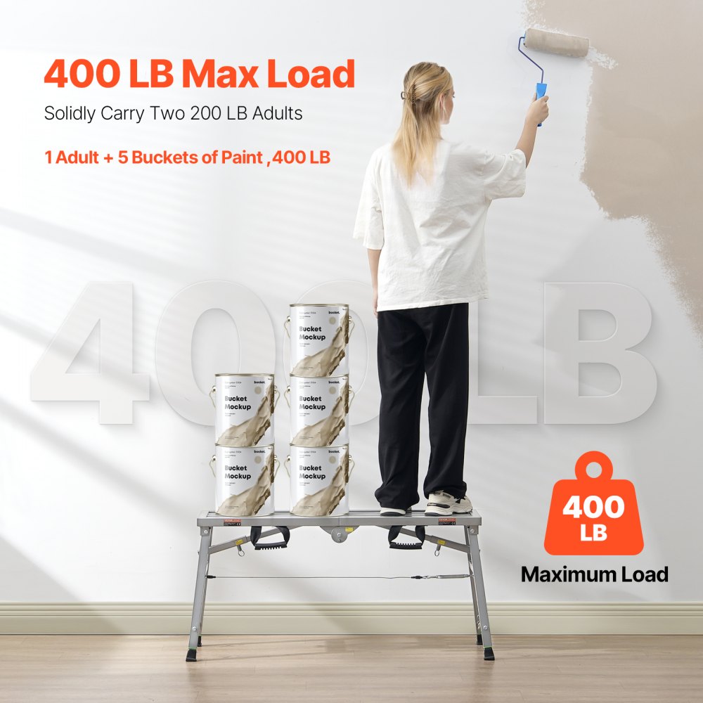 Arbeitsplattform, 500–740 mm, klappbare Trittleiter aus legiertem Stahl, tragbare Arbeitsplattform, Tragfähigkeit 180 kg, Trittbankhocker zum Malen, Trockenbau, Reinigen, Waschen Arbeitsplattform, 500–740 mm, klappbare Trittleiter aus legiertem Stahl, tragbare Arbeitsplattform, Tragfähigkeit 180 kg, Trittbankhocker zum Malen, Trockenbau, Reinigen, Waschen