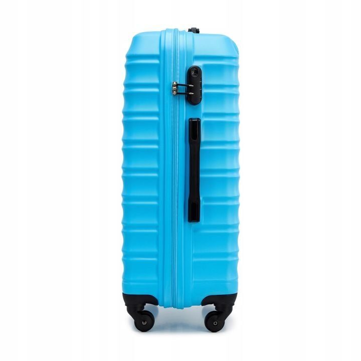 Großer Premium-Koffer Reisekoffer ABS-Kunststoff 96l mit blauen Rippen